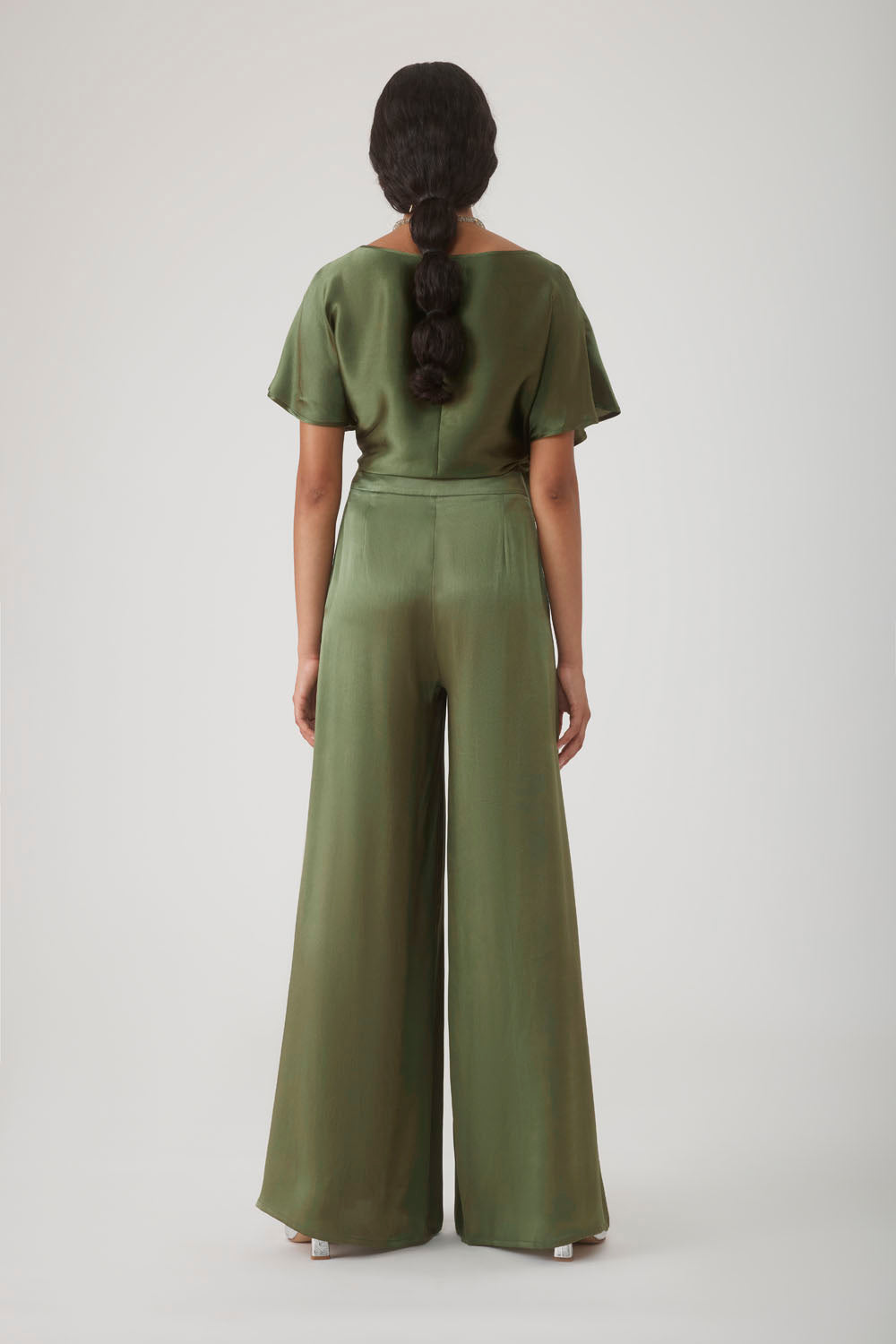 SUFIA SILK PANT - OLIVE