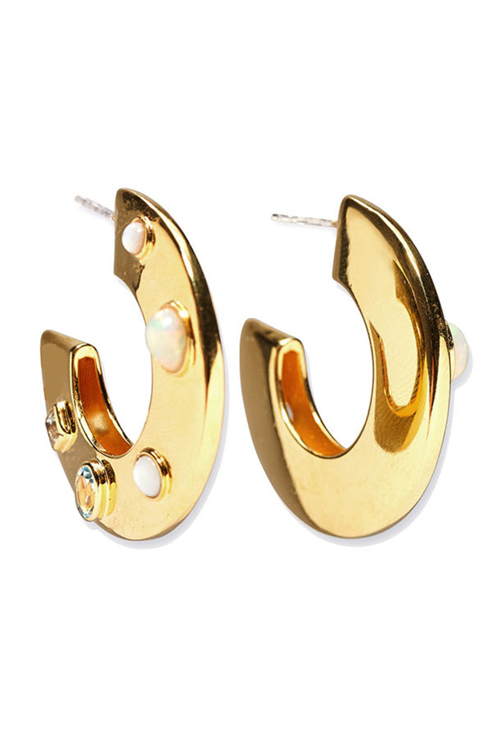 SAUCER HOOPS IN DOTTED PEARL