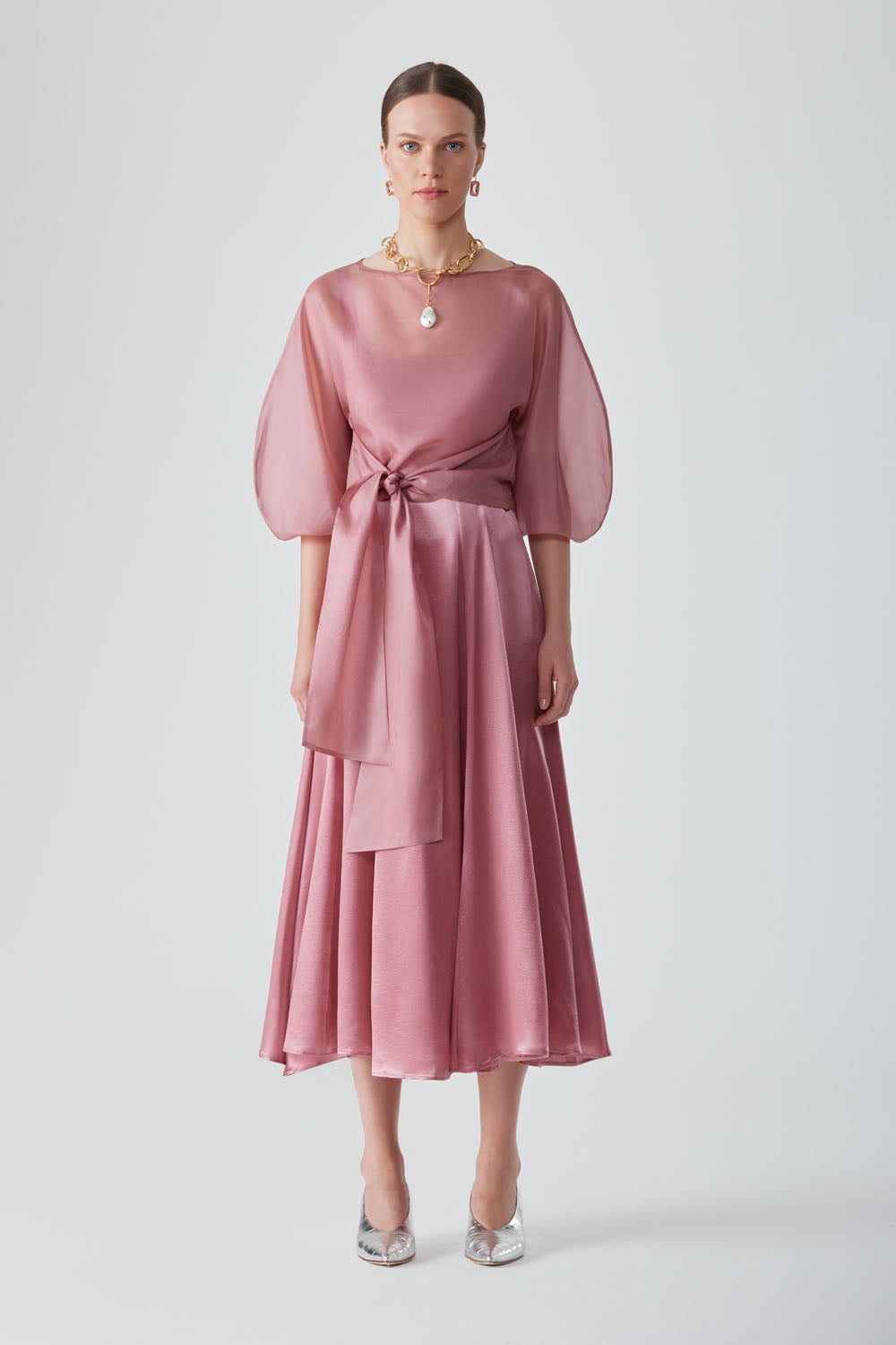 ROOHI ORGANZA WRAP TOP-PINK SALT
