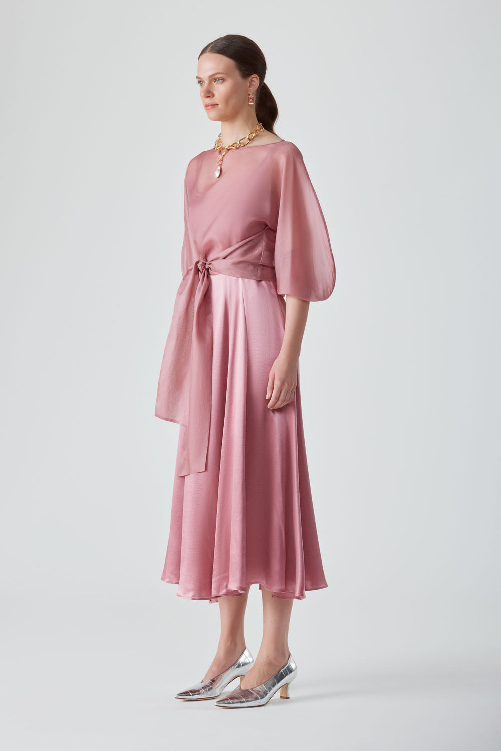 ROOHI ORGANZA WRAP TOP-PINK SALT