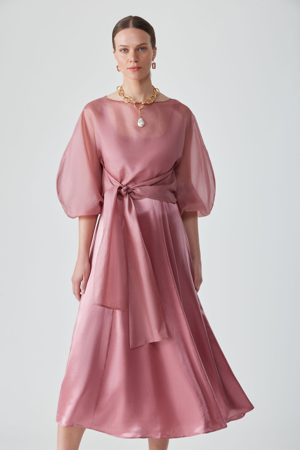 ROOHI ORGANZA WRAP TOP-PINK SALT