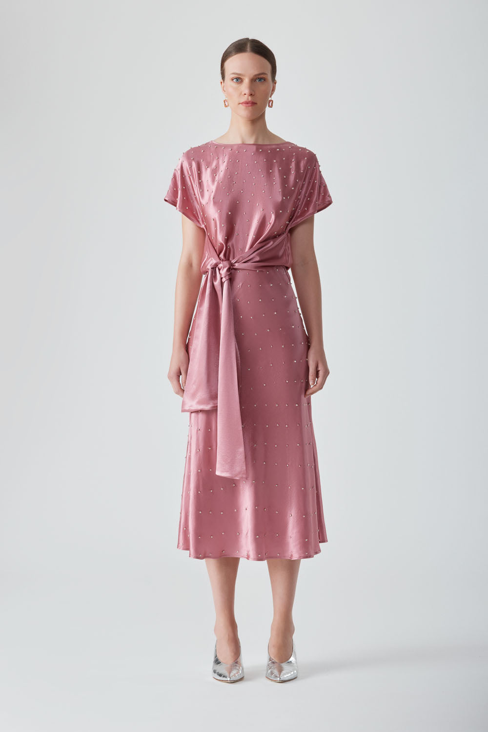 BEEJ EMBELLISHED SKIRT-PINK SALT
