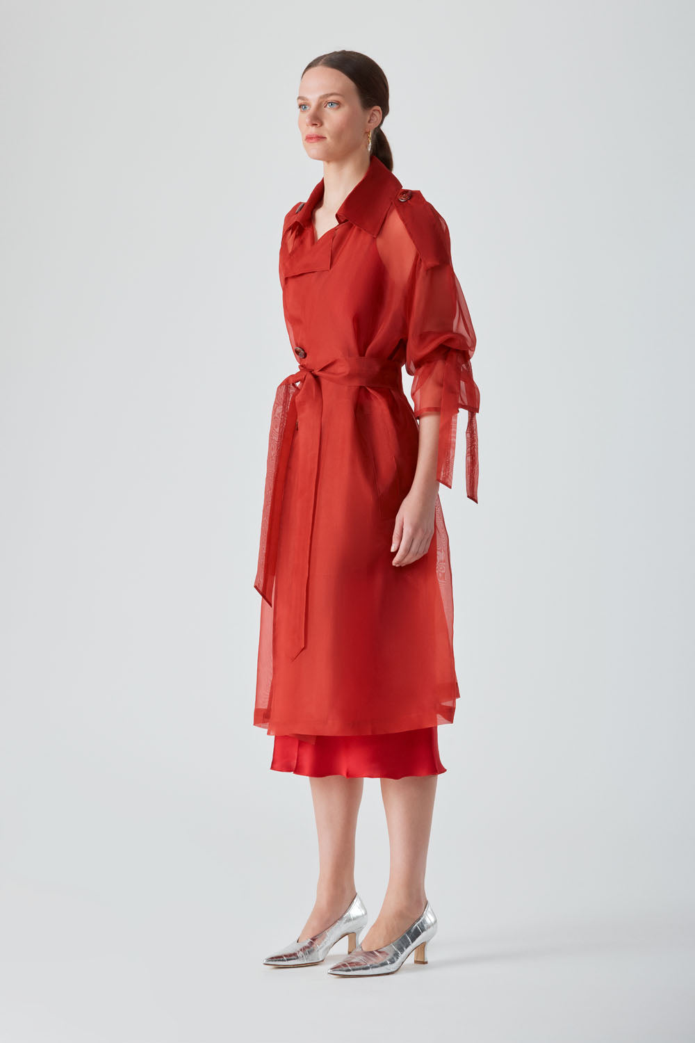 JANNAT ORGANZA COAT-RED CHILLI