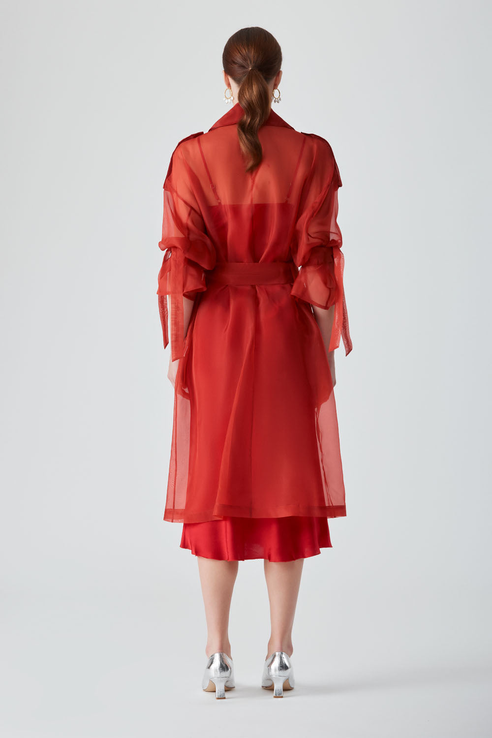 JANNAT ORGANZA COAT-RED CHILLI