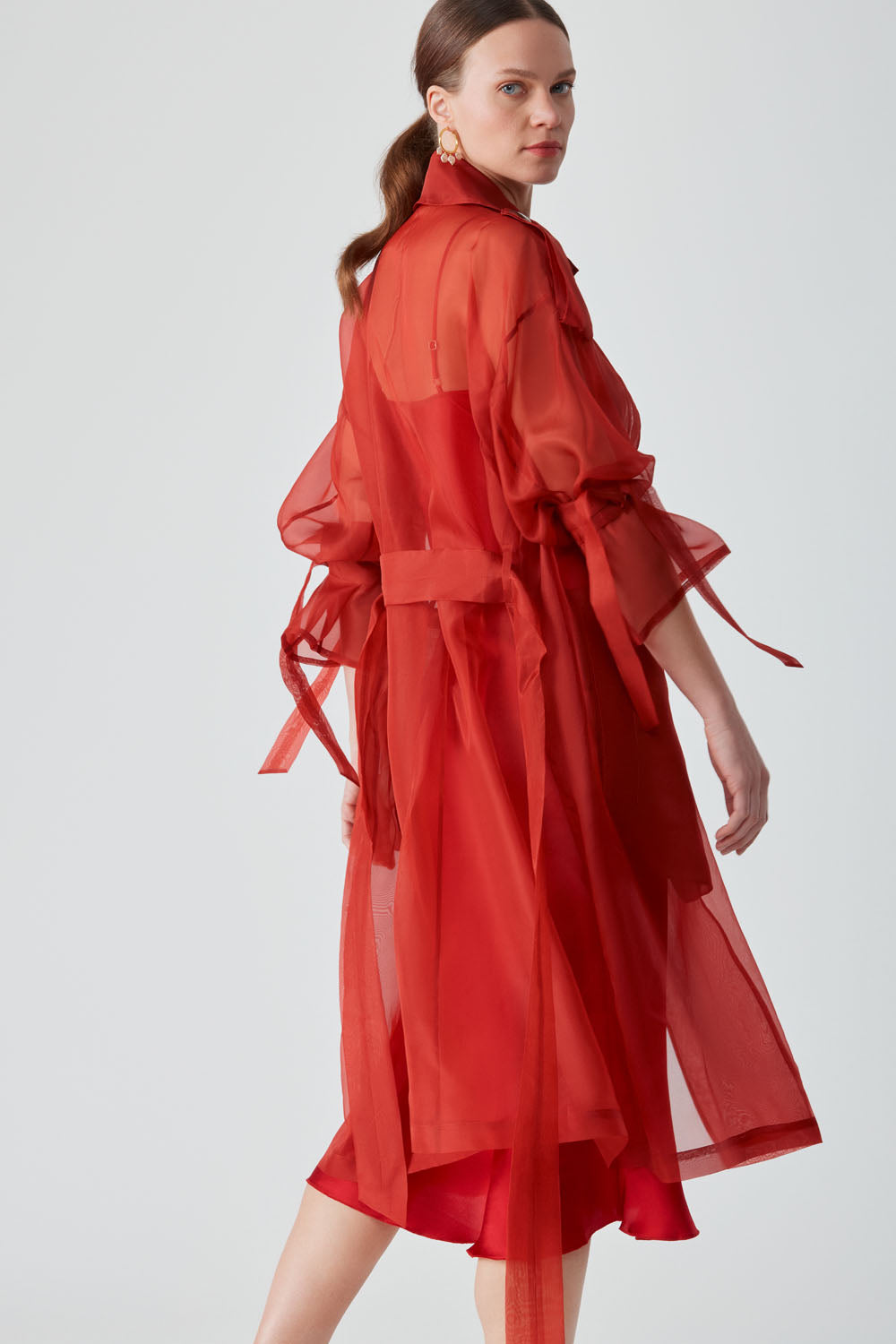JANNAT ORGANZA COAT-RED CHILLI
