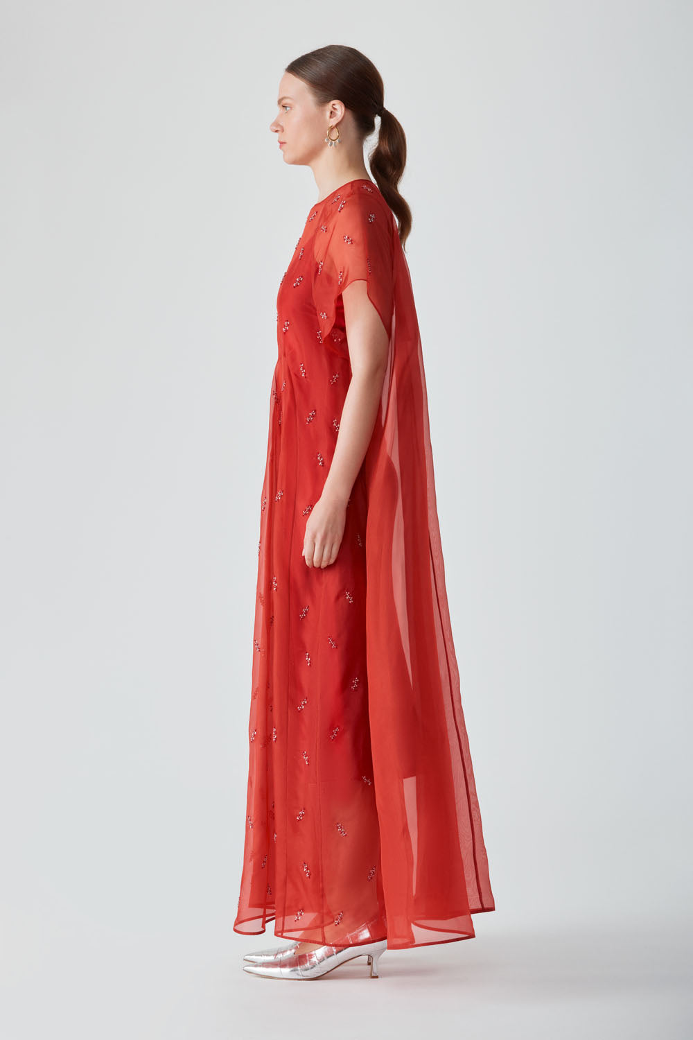 UMA EMBELLISHED MAXI DRESS-RED CHILLI