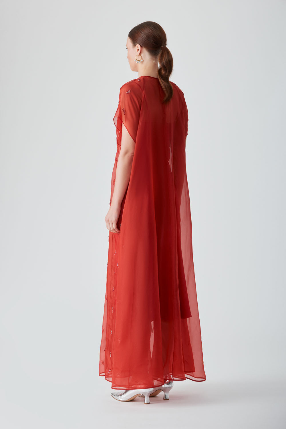 UMA EMBELLISHED MAXI DRESS-RED CHILLI
