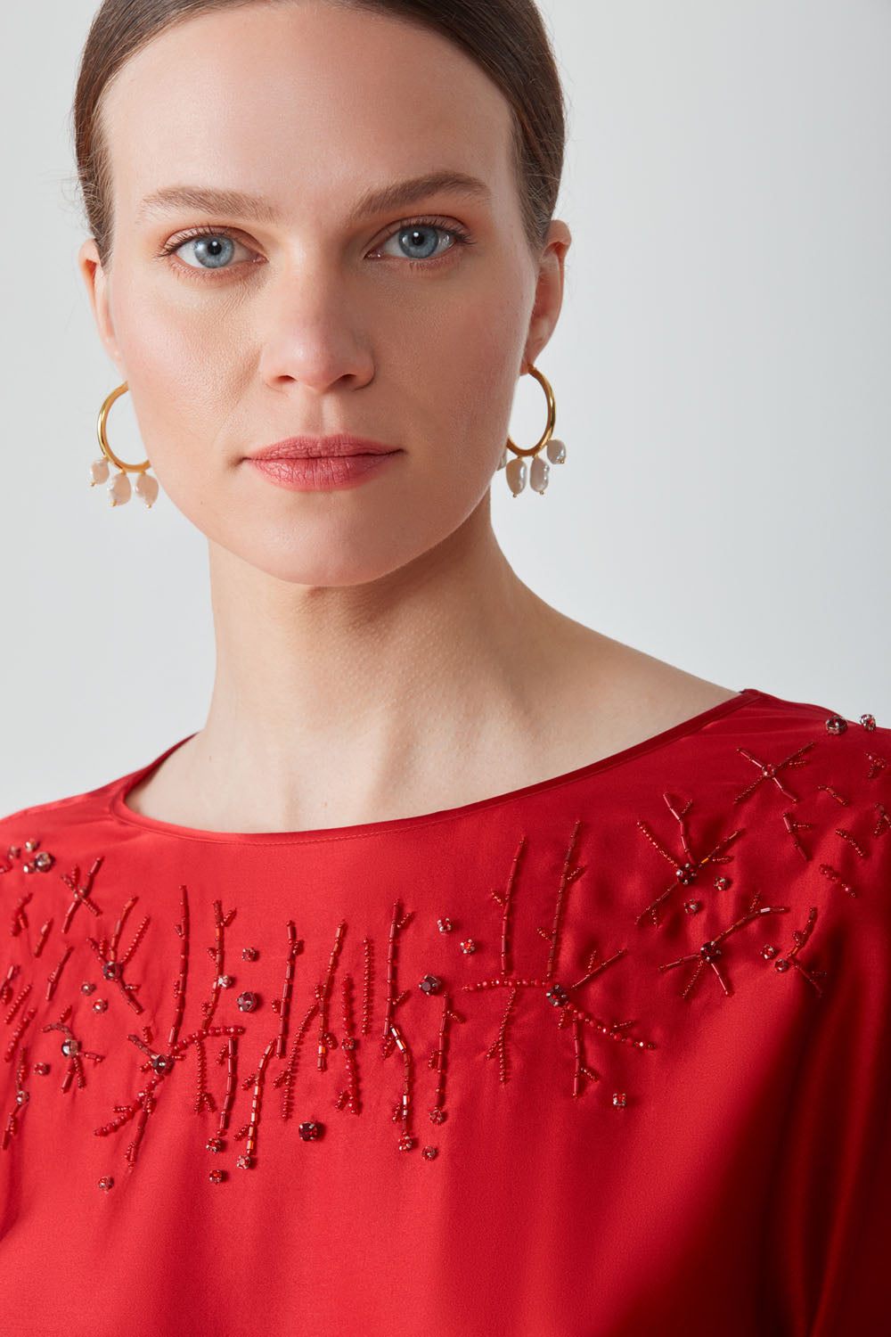 RANI EMBELLISHED WRAP TOP-RED CHILLI