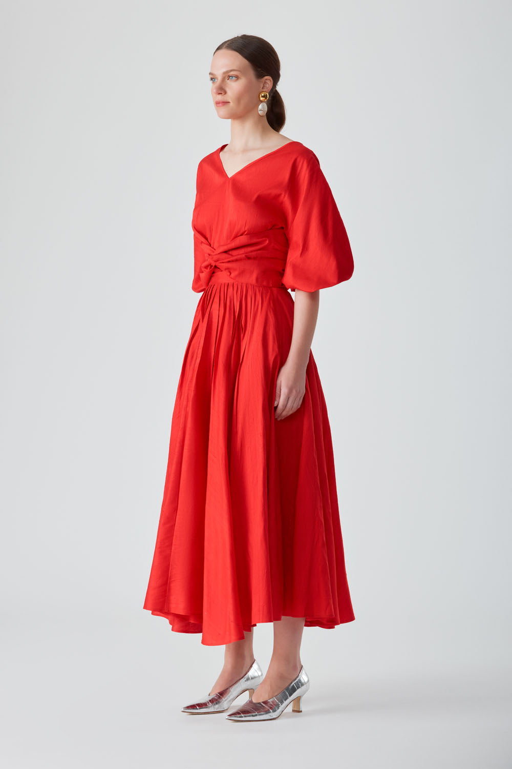 AMINA SWING SKIRT-RED CHILLI
