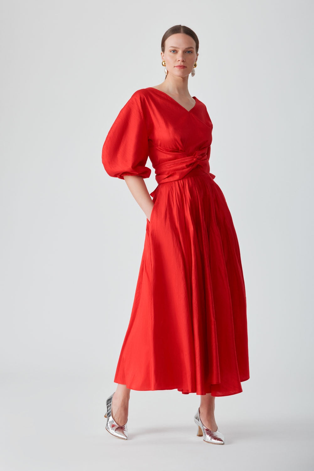 AMINA SWING SKIRT-RED CHILLI