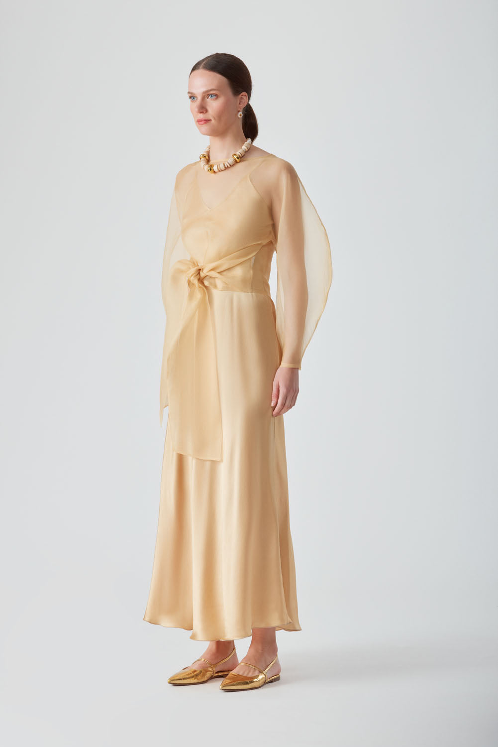 ROOHI ORGANZA WRAP TOP-SAFFRON