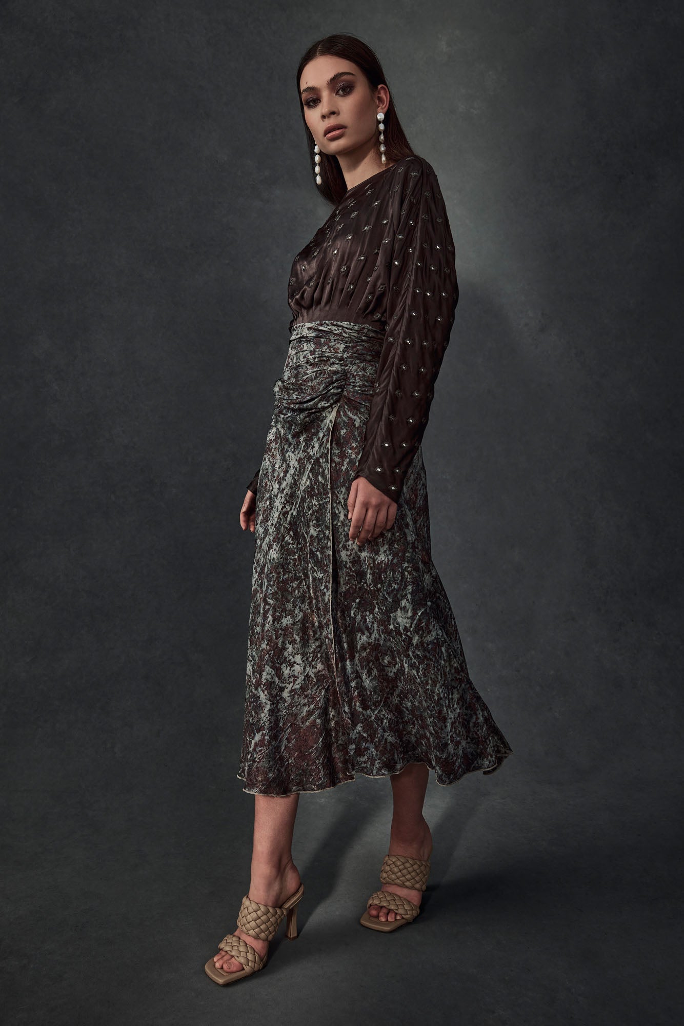 NILOFER SKIRT - ROSE PETAL PRINT