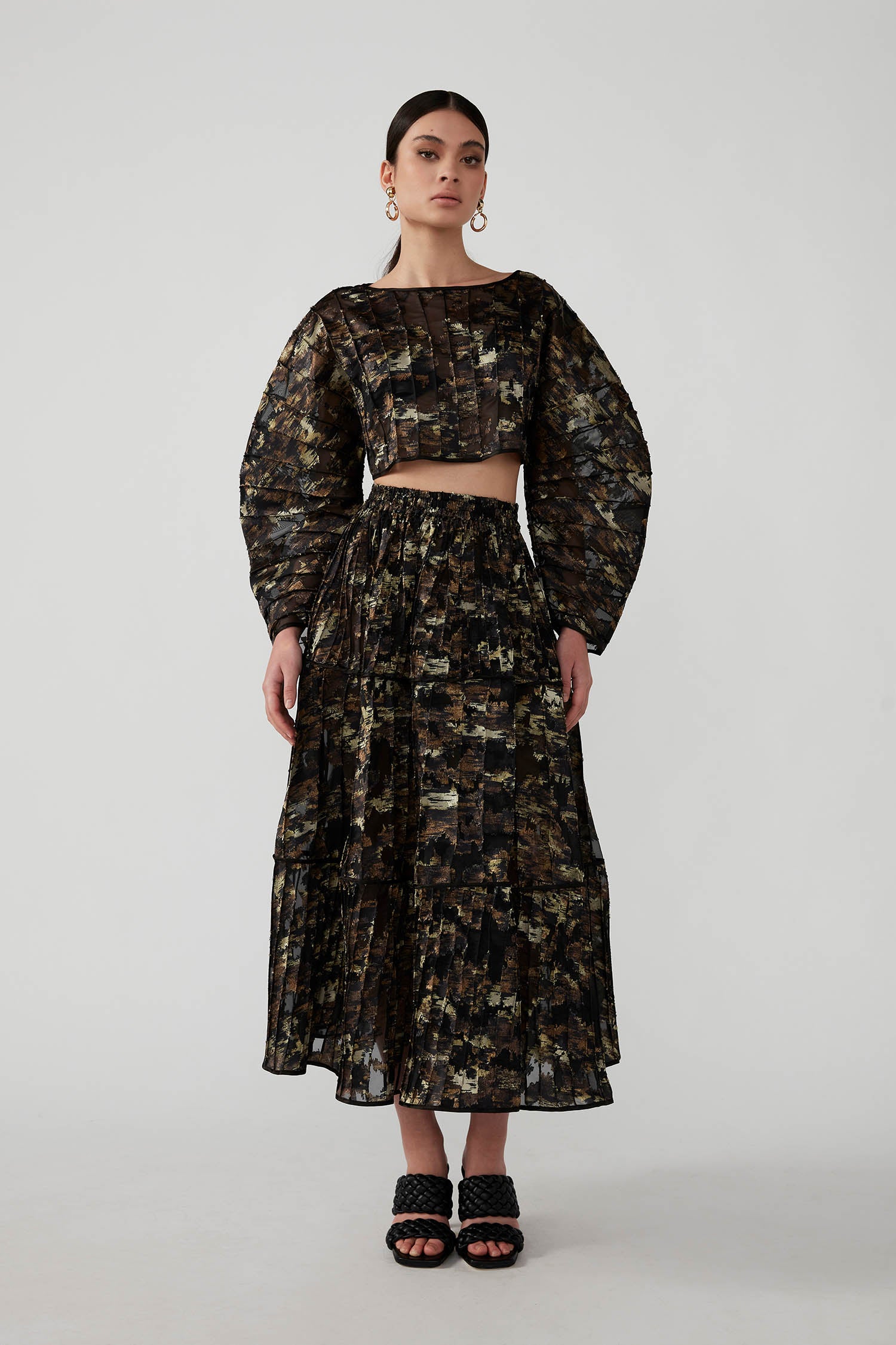 AALA CROP TOP-NOIR/MUSTARD