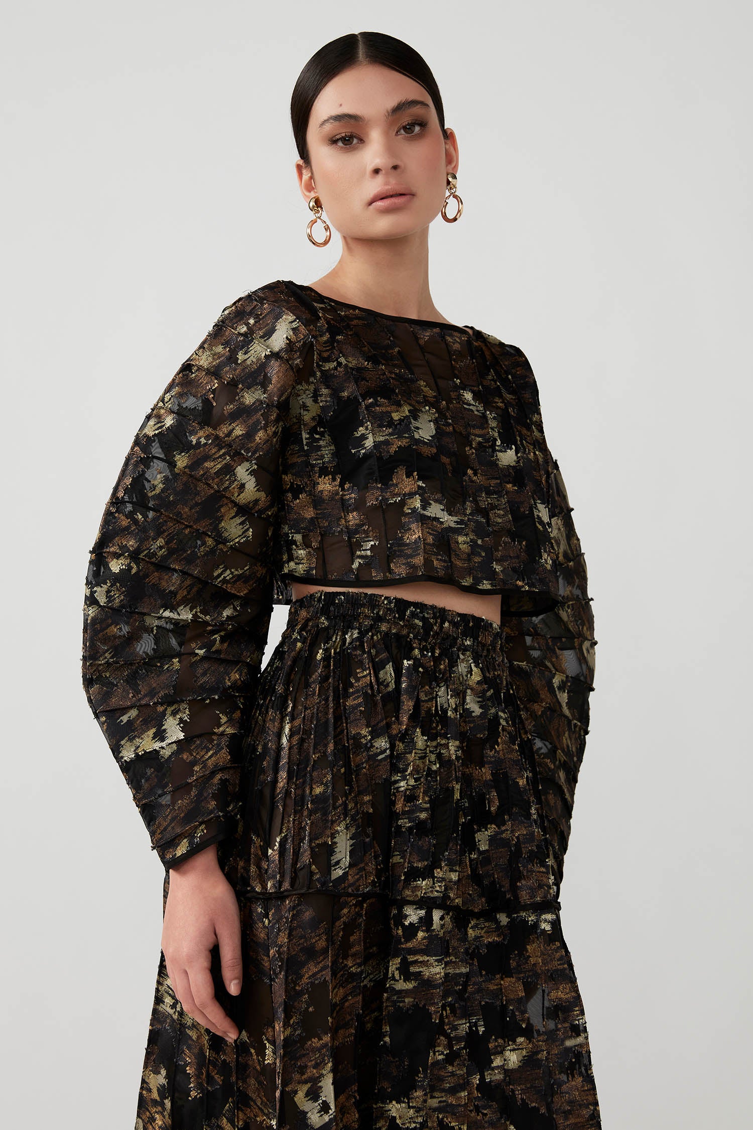 AALA CROP TOP-NOIR/MUSTARD