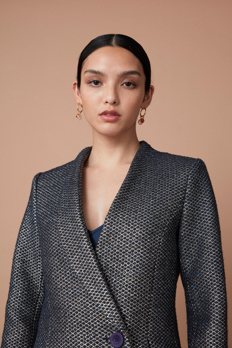 AARIS BLAZER - DEEP BLUE METALLIC