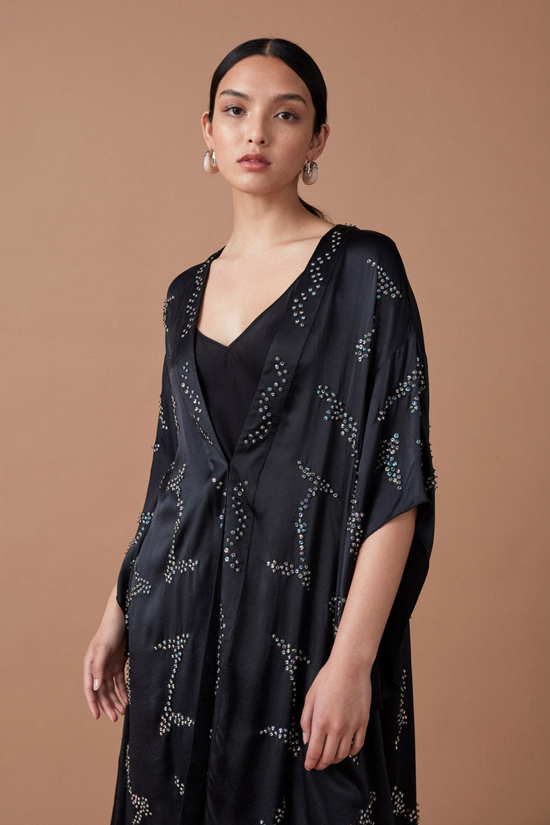 BIBI EMBELLISHED KIMONO - NOIR