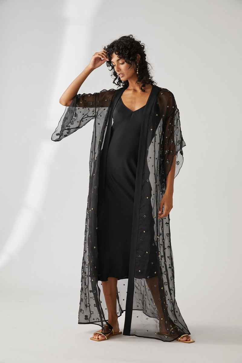 DUA EMBELLISHED KIMONO-NOIR