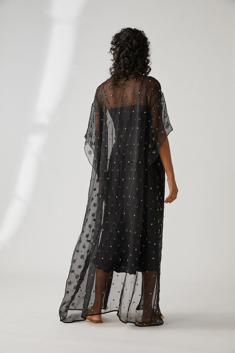 DUA EMBELLISHED KIMONO-NOIR