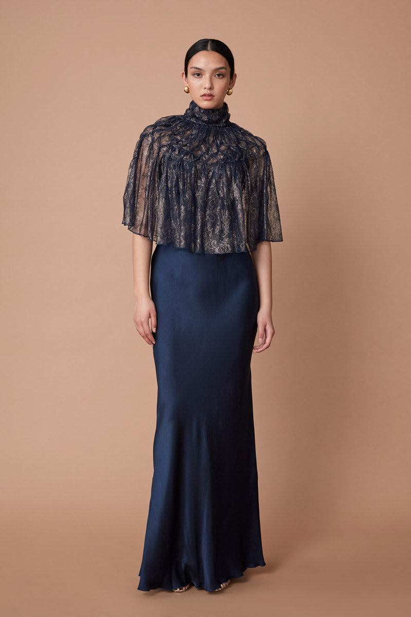 LACE CAPE - DEEP BLUE