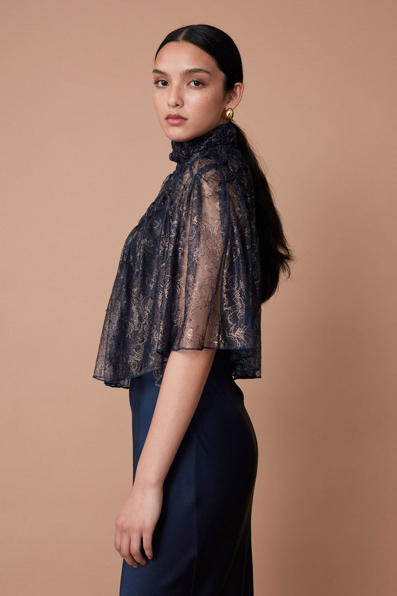 LACE CAPE - DEEP BLUE