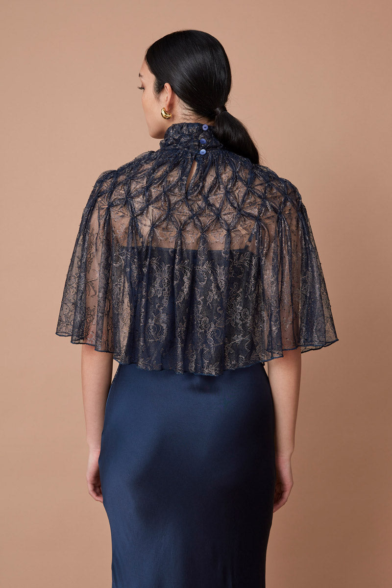 LACE CAPE - DEEP BLUE