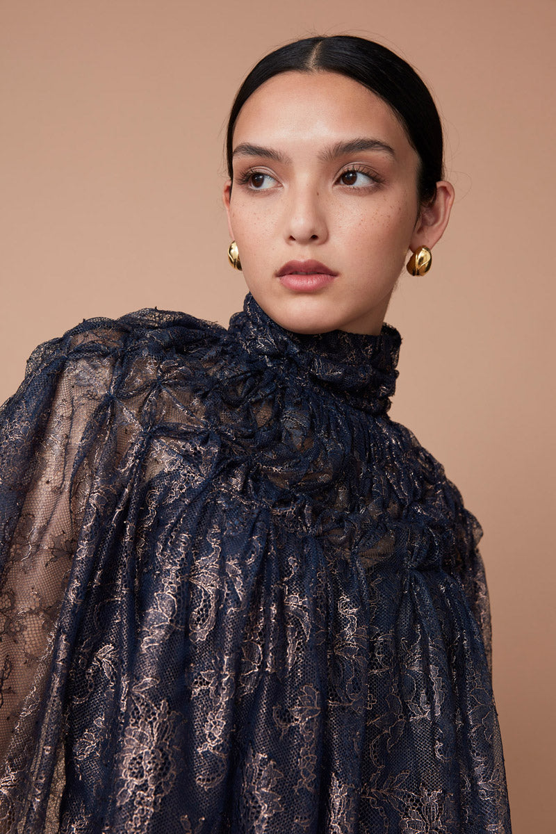 LACE CAPE - DEEP BLUE