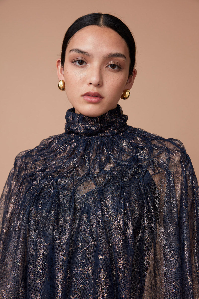 LACE CAPE - DEEP BLUE