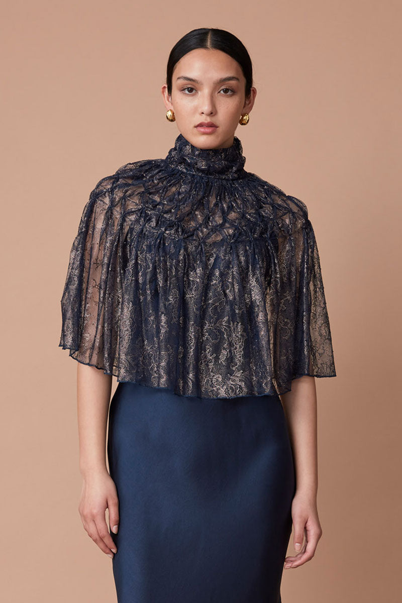 LACE CAPE - DEEP BLUE