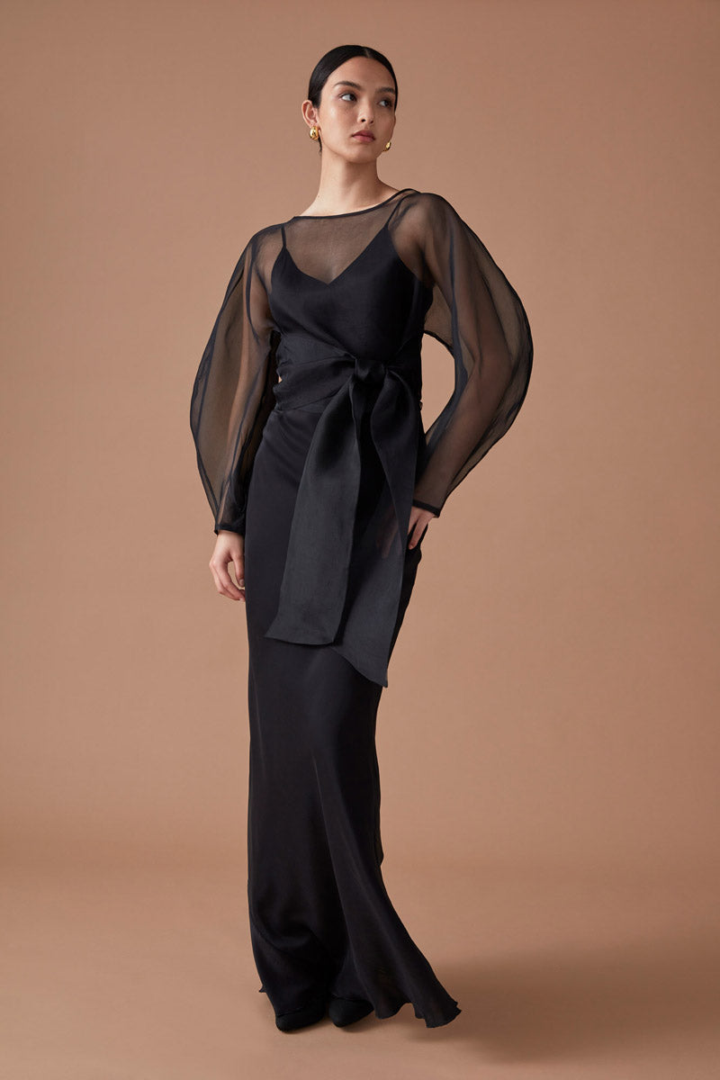 MAXI SLIP DRESS-NOIR