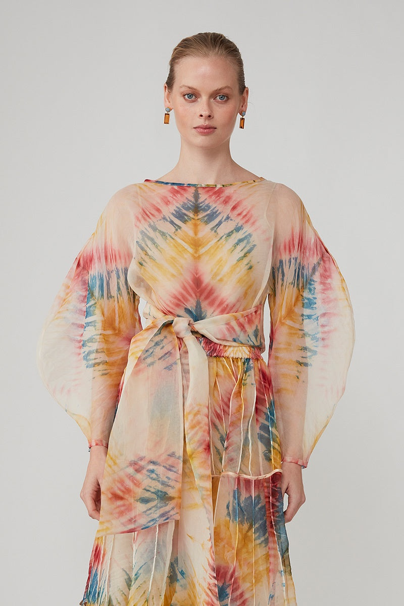ROOHI ORGANZA WRAP TOP - MULTI TIE DYE
