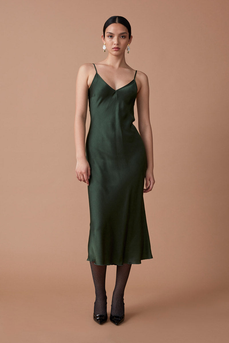 MASTANI SLIP DRESS - DEEP EMERALD