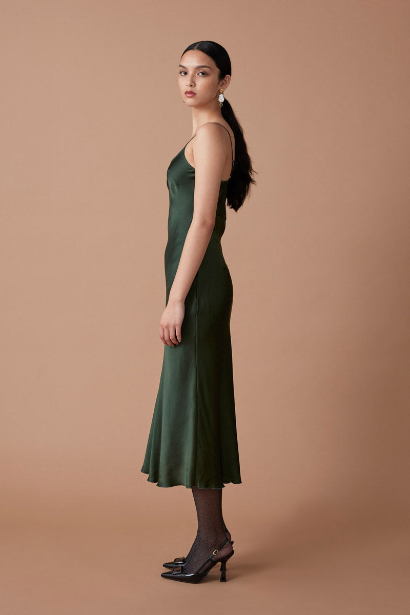 MASTANI SLIP DRESS - DEEP EMERALD