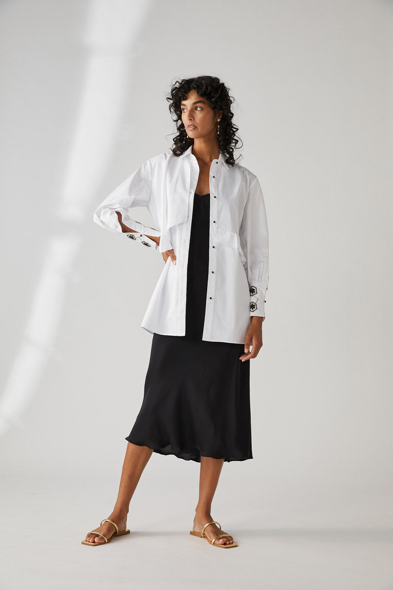 TARIFA EMBROIDERED SHIRT-BLANC