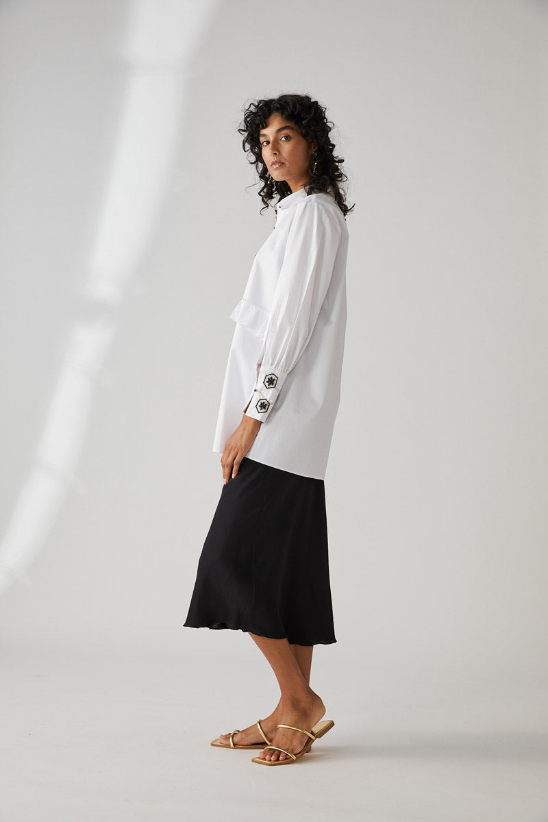 TARIFA EMBROIDERED SHIRT-BLANC