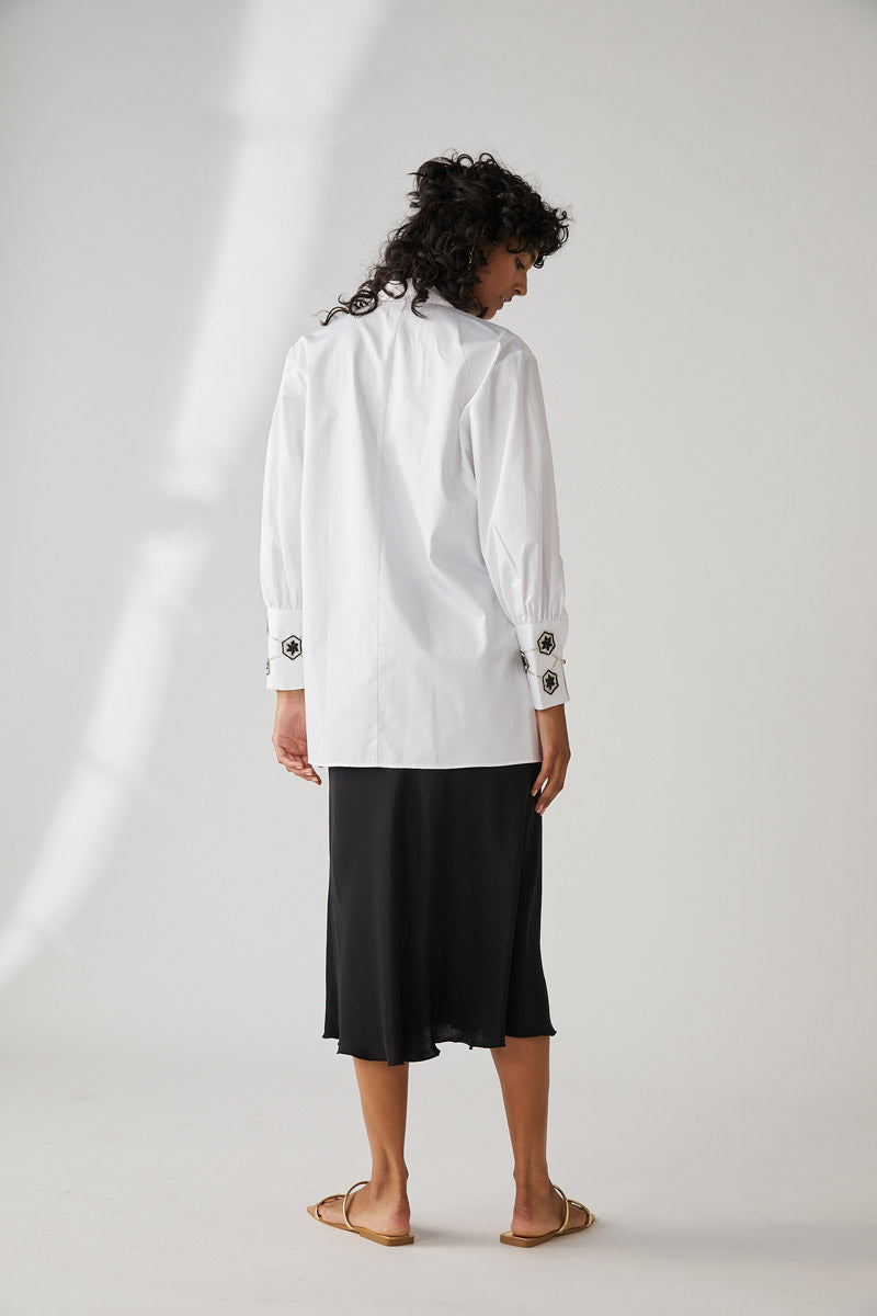 TARIFA EMBROIDERED SHIRT-BLANC