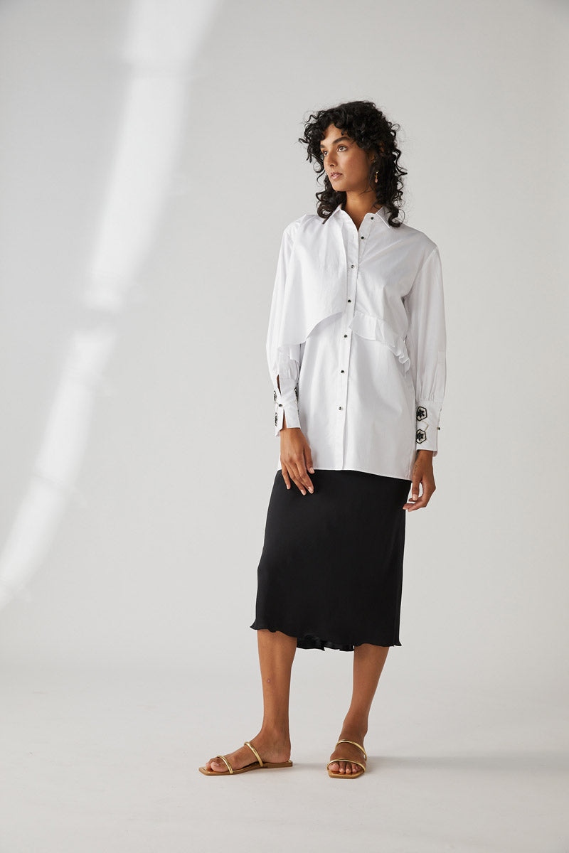 TARIFA EMBROIDERED SHIRT-BLANC