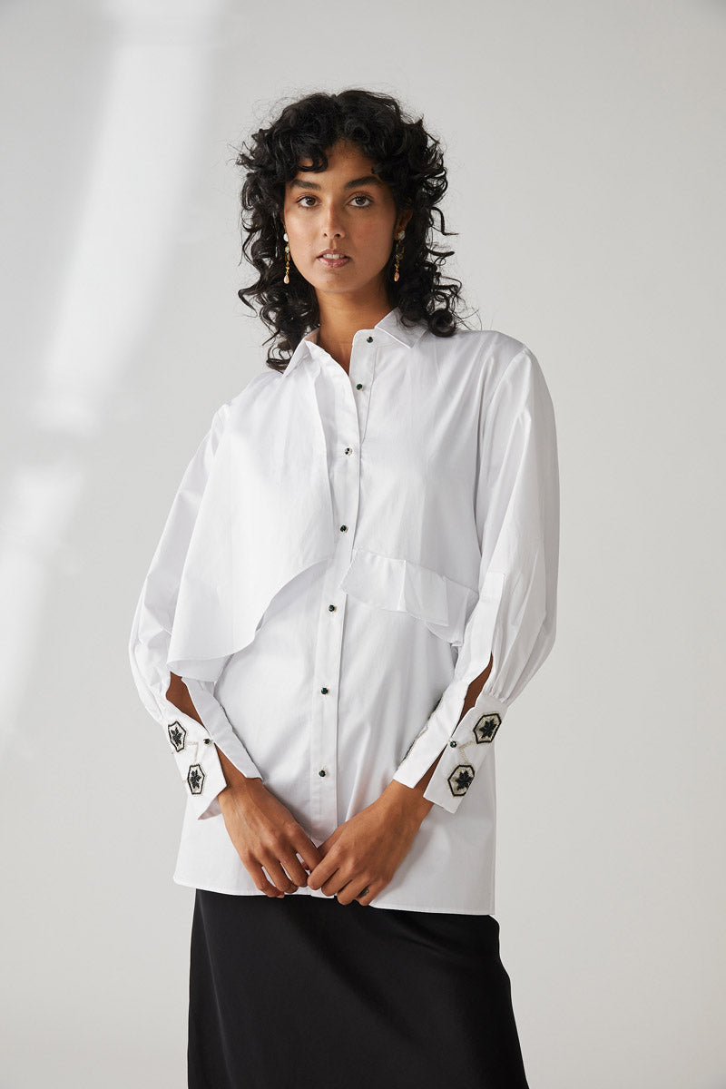 TARIFA EMBROIDERED SHIRT-BLANC