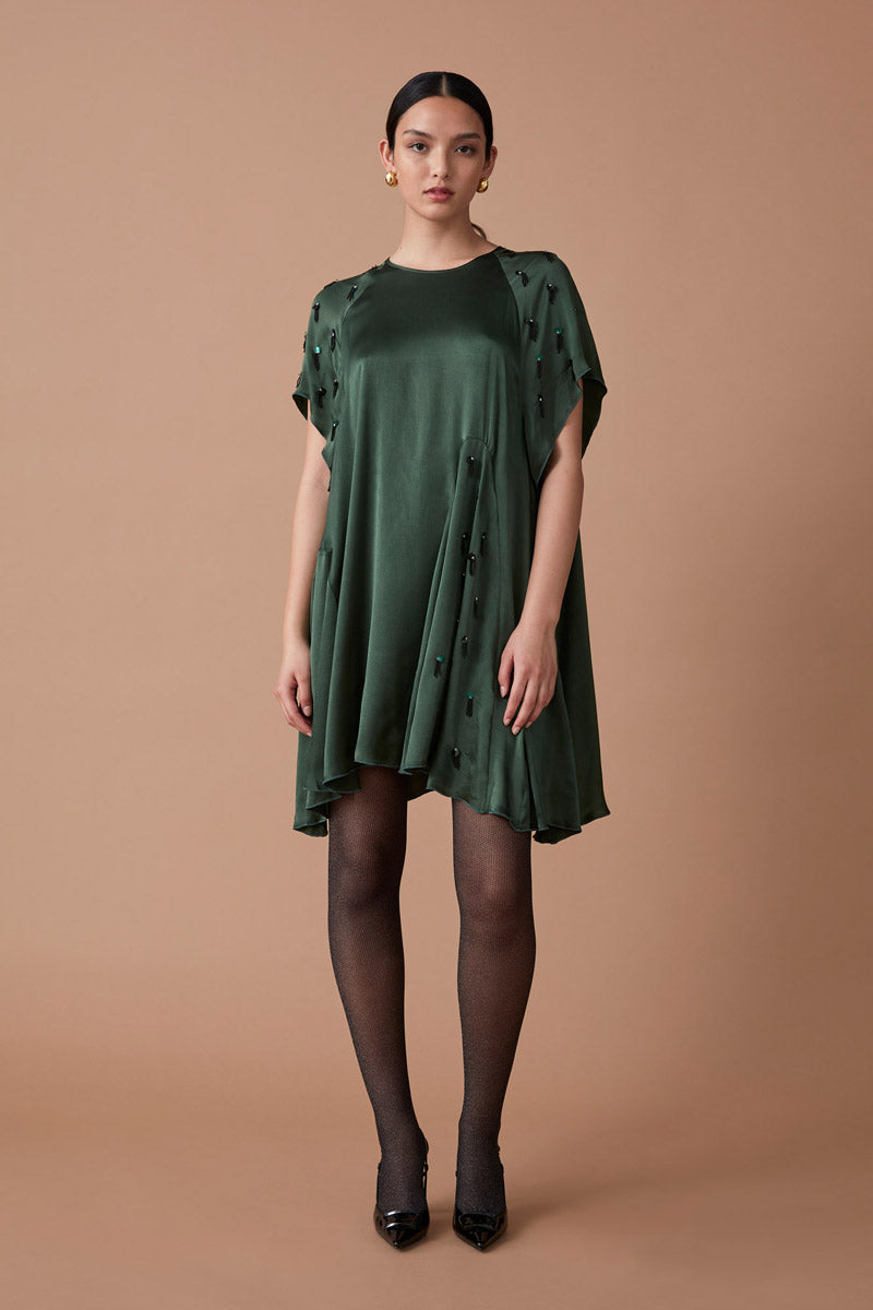 UMA MINI DRESS - DEEP EMERALD