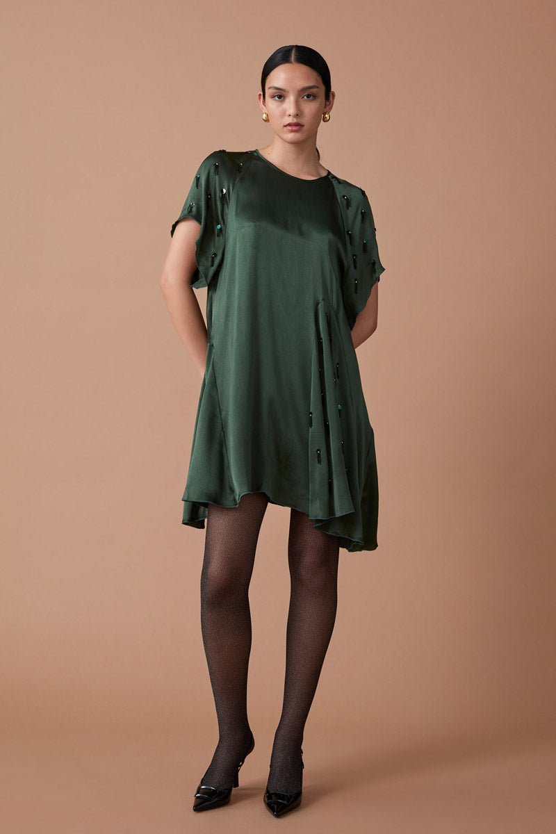 UMA MINI DRESS - DEEP EMERALD