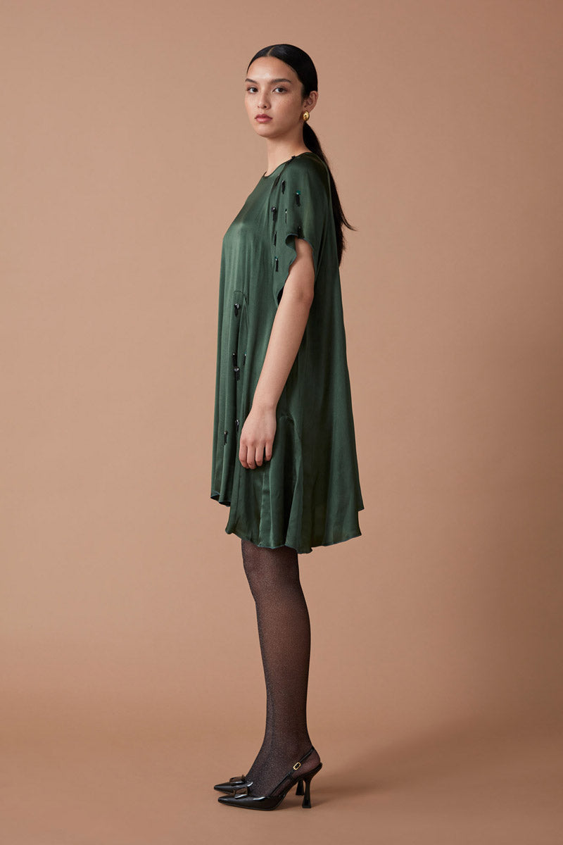 UMA MINI DRESS - DEEP EMERALD