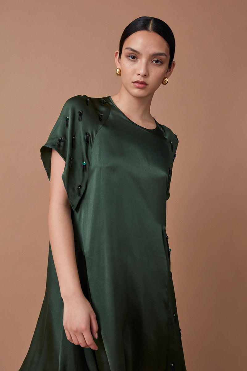 UMA MINI DRESS - DEEP EMERALD