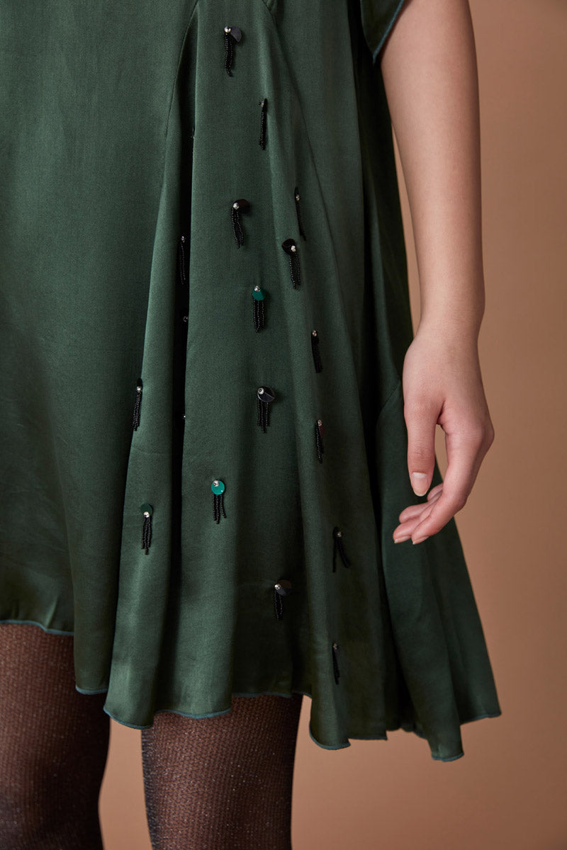 UMA MINI DRESS - DEEP EMERALD
