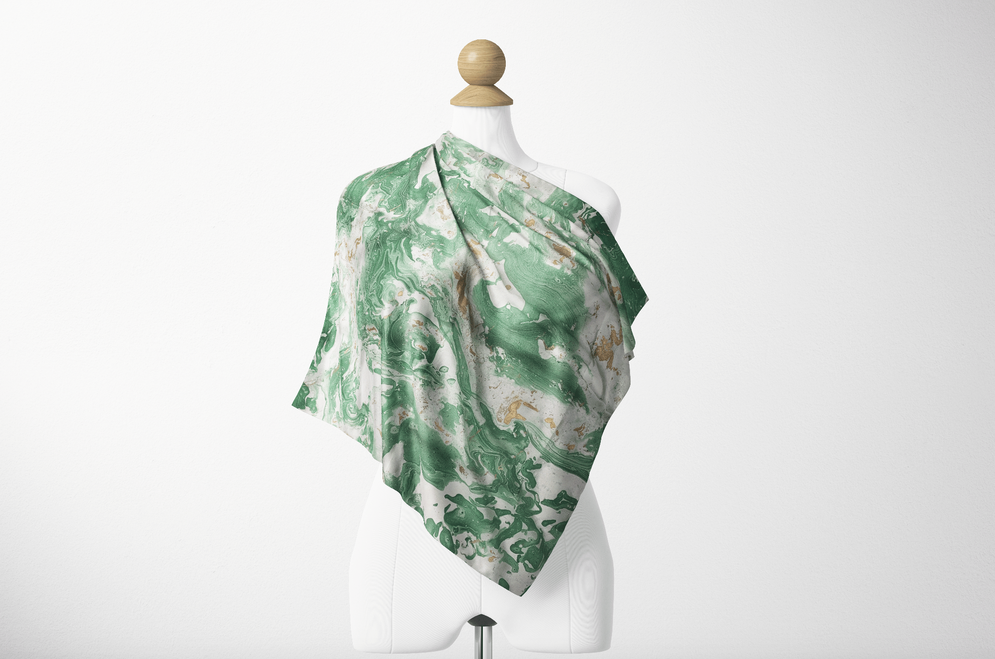 Silk Hand Marbled Scarf in Lime