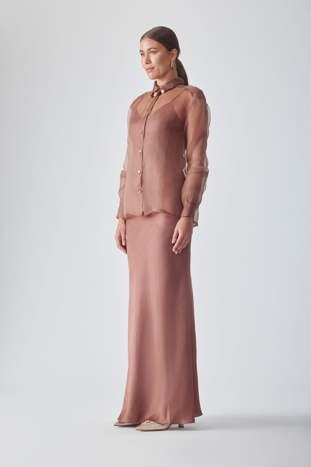 SAYA ORGANZA SHIRT - MOCHA