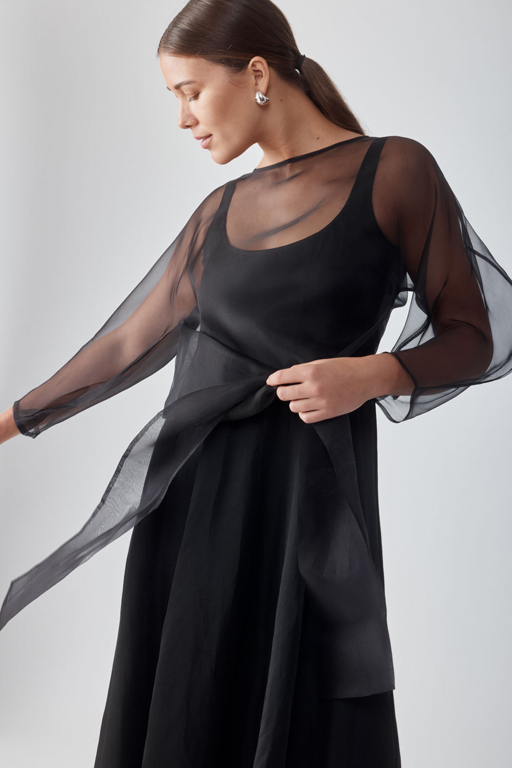 ROOHI ORGANZA TOP - NOIR