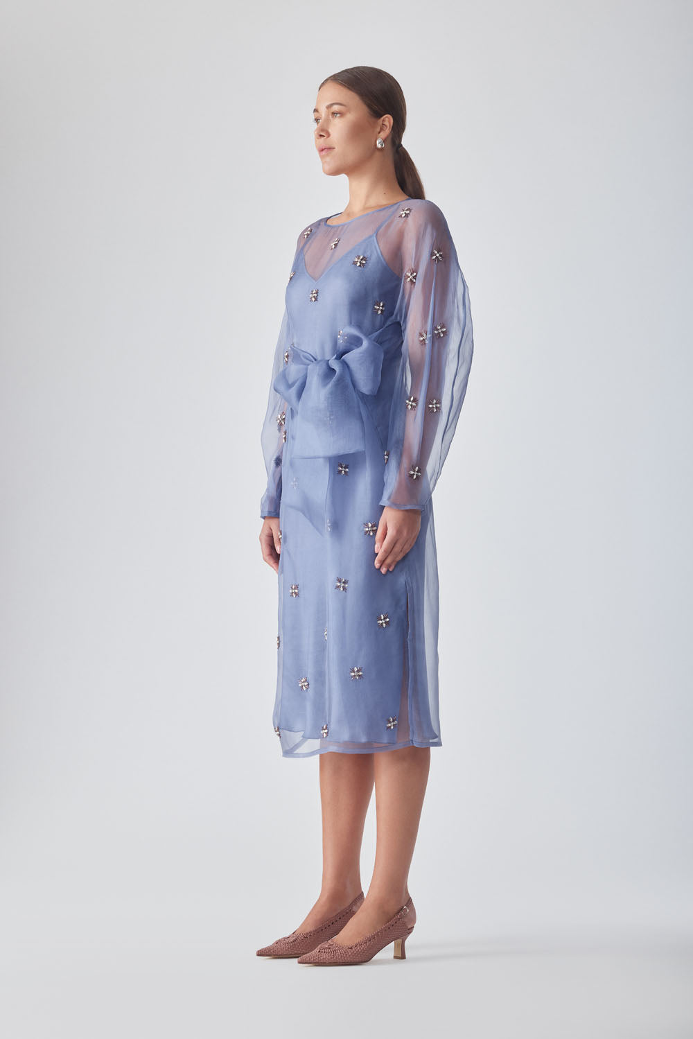 LIBA EMBELLISHED DRESS - PERIWINKLE