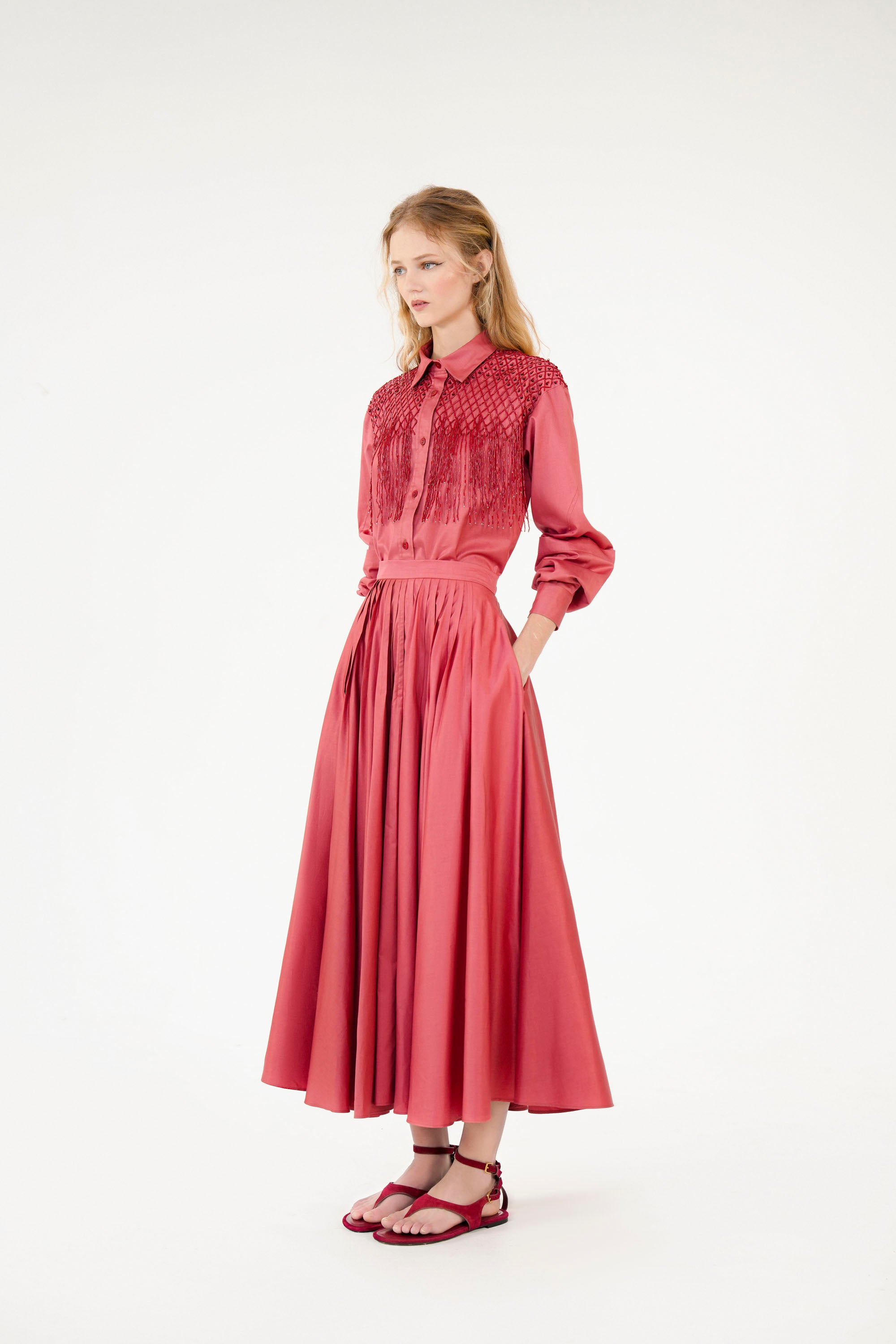 AMINA SWING SKIRT - BERRY