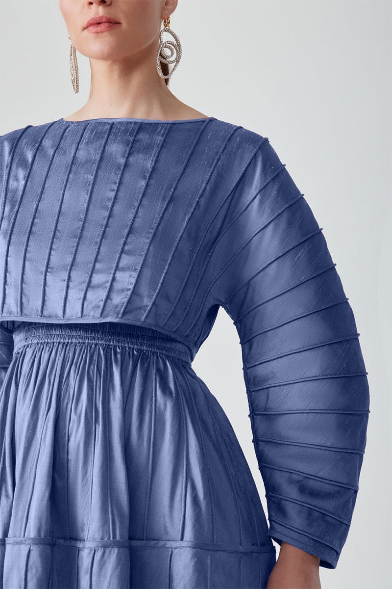 AFAF HAND-PIPED TOP - PERIWINKLE