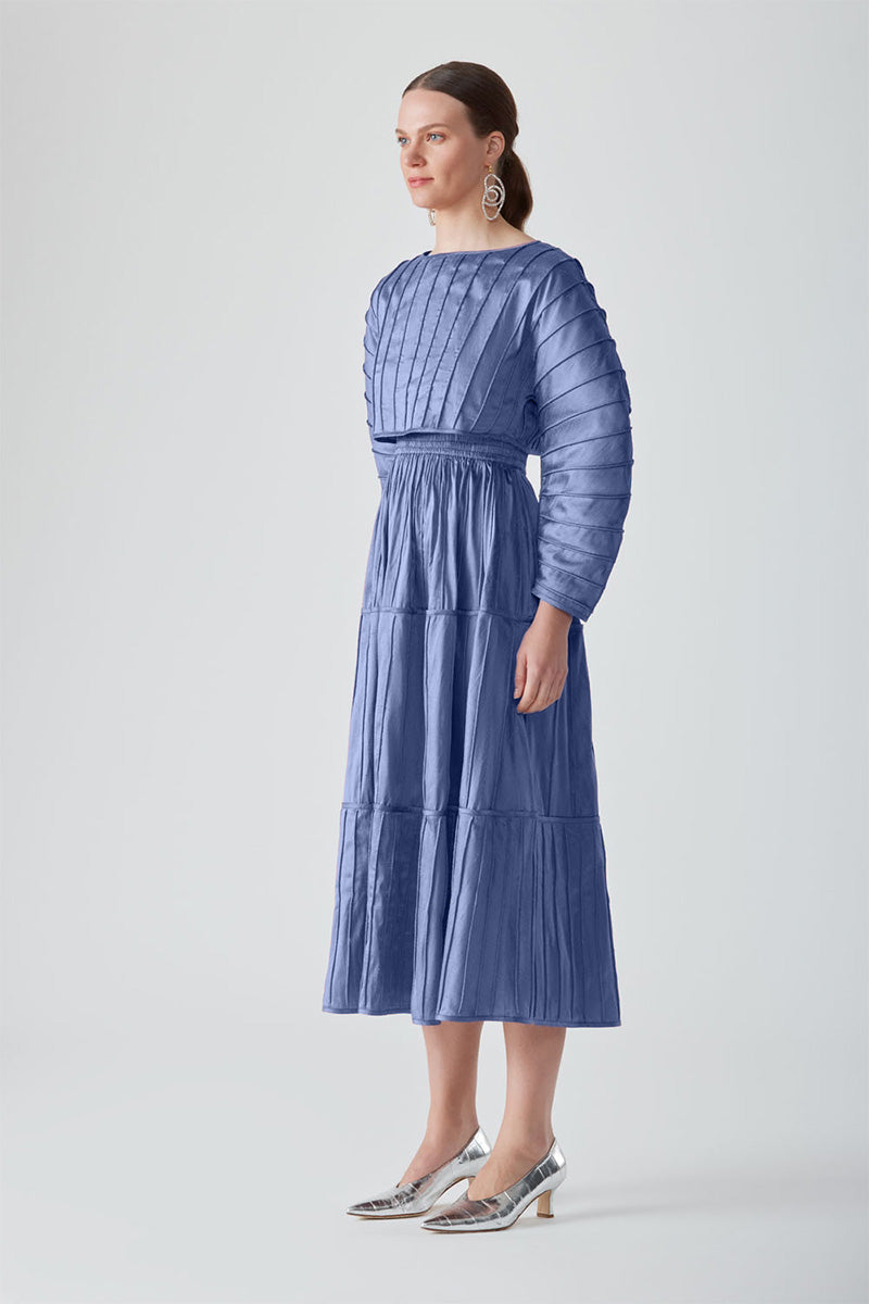 AFAF HAND-PIPED TOP - PERIWINKLE