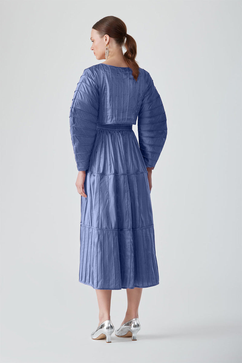 AFAF HAND-PIPED TOP - PERIWINKLE
